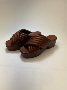 Mercedes Castillo Womens Leather Veronica Platform Sandal In Wood Sz 8